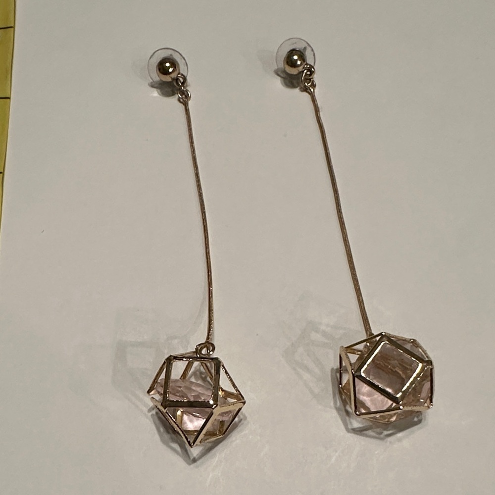 Chic Golden Geometric Drop Earrings